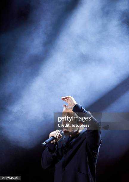 Miguel Bose performs on stage at Auditorio de Castrelos on July 25, 2017 in Vigo, Spain.