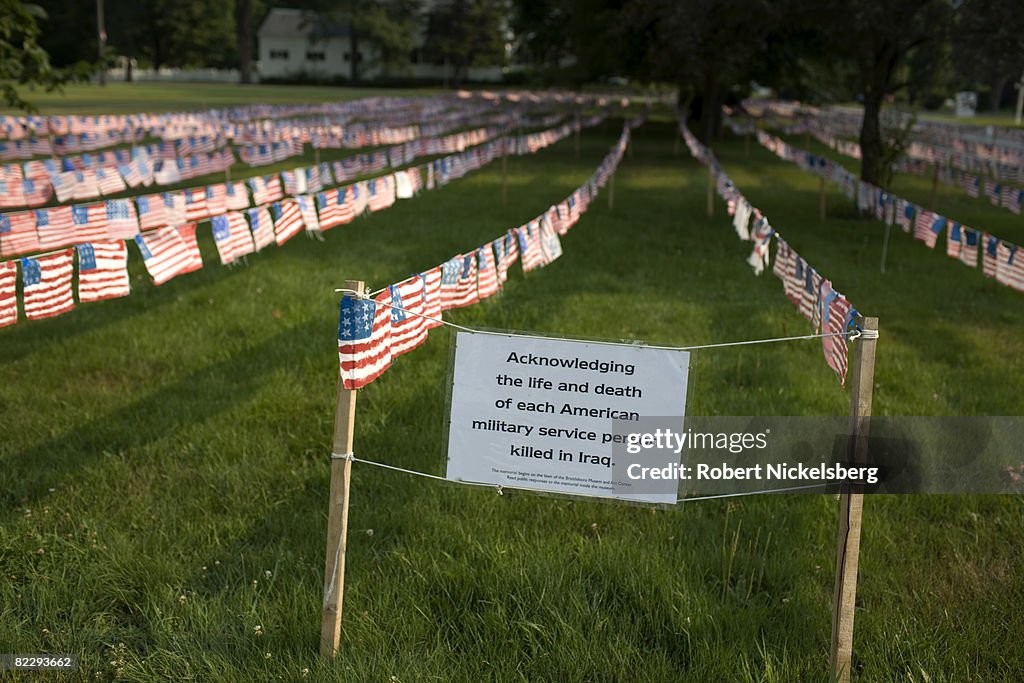 Newfane Vermont War Protest With Flags