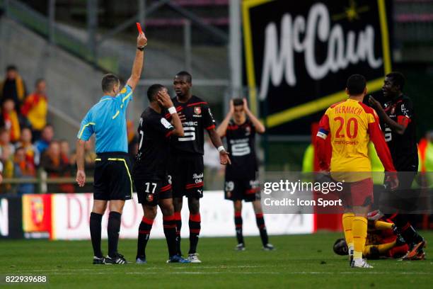 Carton Rouge de Tongo Hamed DOUMBIA - - Lens / Rennes - 9eme journee de Ligue 1 ,