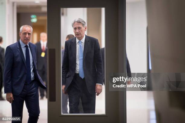 British Chancellor Philip Hammond arrives for a tour of the IBM office on South Bank on July 26, 2017 in London, United Kingdom. IBM have published...