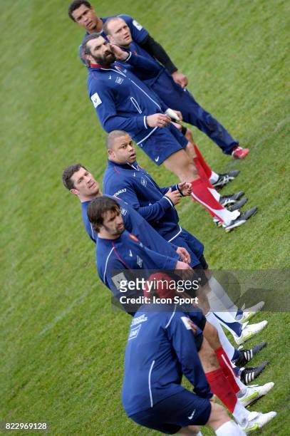 Luc DUCALCON / Sebastien CHABAL / Julien BONNAIRE / Thierry DUSAUTOIR - - Entrainement Equipe de France de rugby - Marcoussis,