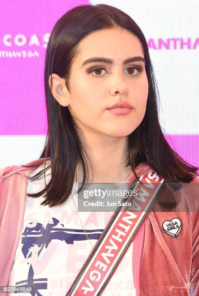 Model Amelia Hamlin attends the 'Samantha Vega' Millennial Sisters talk event at Samantha Thavasa Omotesanodo Gates Pop-up Digital Store on July 26,...