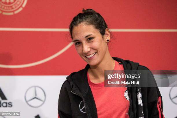 Sara Doorsoun looks on during Germany Press Conference on July 26, 2017 in 's-Hertogenbosch, Netherlands.