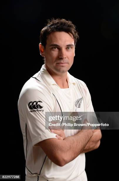 Dean Brownlie of New Zealand poses for the camera during the New Zealand Cricket Headshots photo session before the Test series against England at...