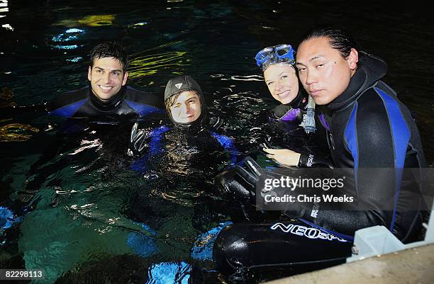 Actors Adrian R'Mante , Adam Sevani, Joy Lauren and director Jon Chu visit Underwater Adventures as part of the Hollywood Knights Norway Tour at the...