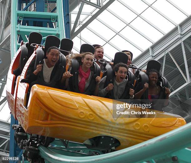 Director Jon Chu , Actress Andrea Bowen and actor Adam Sevani visit the theme part as part of the Hollywood Knights Norway Tour at the Mall of...