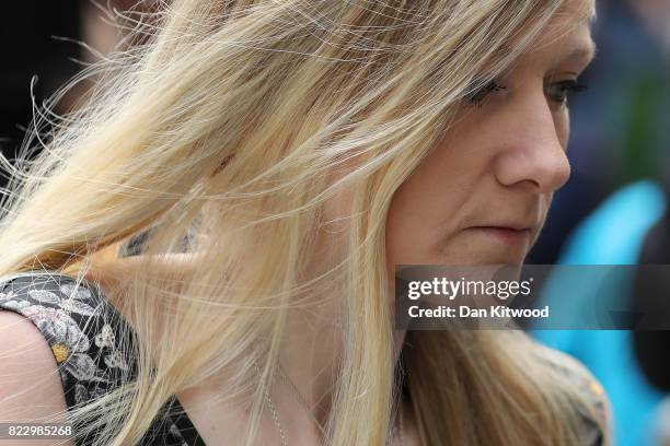 Connie Yates, the mother of terminally ill baby Charlie Gard, arrives at the High Court on July 26, 2017 in London, England. After a five-month...