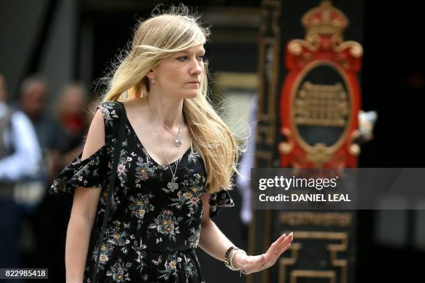 Connie Yates, mother of terminally-ill 11-month-old Charlie Gard, arrives at the Royal Courts of Justice in London on July 26 where a High Court...