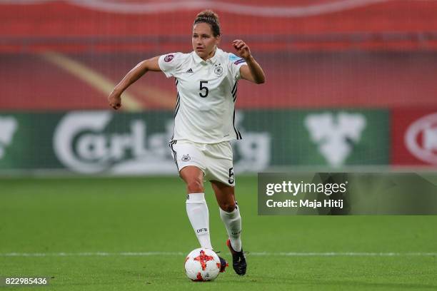 Babett Peter of Germany controls the ball during the Group B match between Russia and Germany during the UEFA Women's Euro 2017 at Stadion...