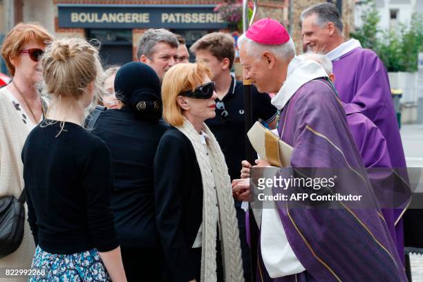 French actress Catherine Rich , widow of late French actor Claude Rich, arrives for the funeral ceremony at the Saint Pierre - Saint Paul Church in...