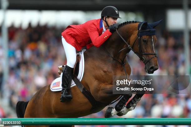 McLain WARD riding HH AZUR during the Rolex Grand Prix, part of the Rolex Grand Slam of Show Jumping of the World Equestrian Festival, on July 23,...