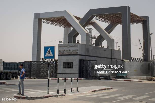 Man stands in front of the closed Rafah border crossing on July 24, 2017 in Rafah, Gaza. The Rafah crossing was last opened in March, 2017. For the...