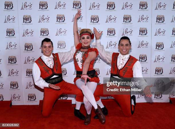 The members of Los Lopez arrive at the opening night of "CIRCUS 1903" at Paris Las Vegas on July 25, 2017 in Las Vegas, Nevada.