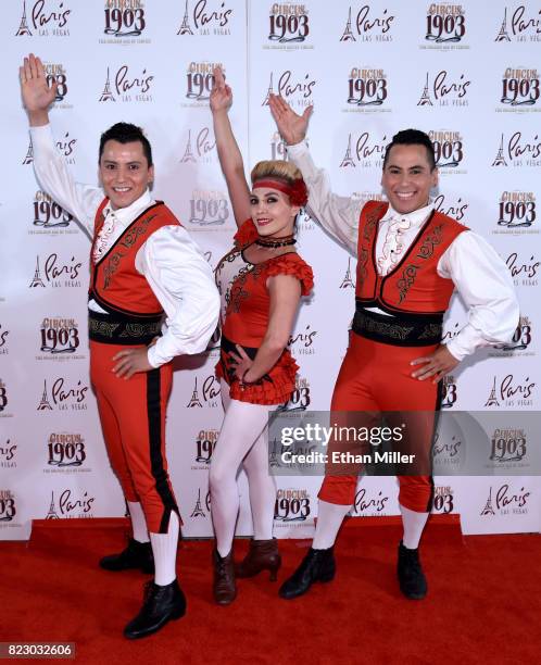 The members of Los Lopez arrive at the opening night of "CIRCUS 1903" at Paris Las Vegas on July 25, 2017 in Las Vegas, Nevada.