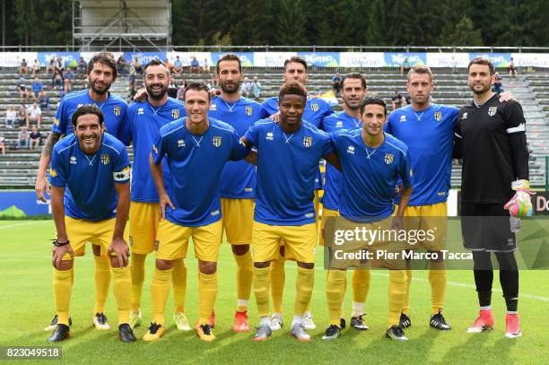 Team of Parma Calcio poses during the pre-season friendly match between Parma Calcio and Settaurense on July 26, 2017 in Pinzolo near Trento, Italy.