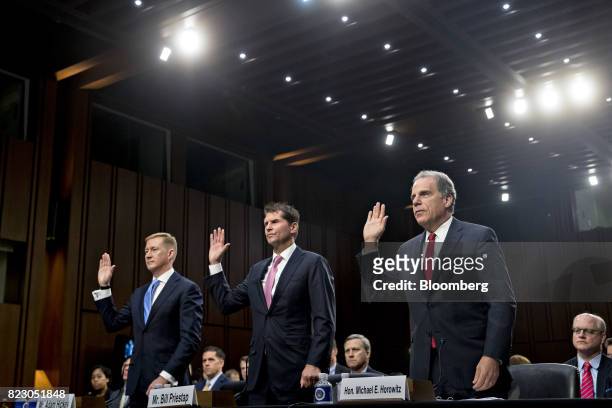 Michael Horowitz, inspector general with the U.S. Department Of Justice , from right, Bill Priestap, assistant director of the counterintelligence...