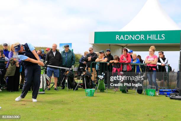 Colin Montgomerie gives a Radnor Hills Masterclass clinic with junior golfers ahead of the Senior Open Championship played at Royal Porthcawl Golf...