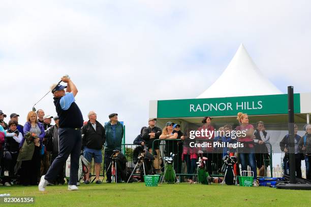 Colin Montgomerie gives a Radnor Hills Masterclass clinic with junior golfers ahead of the Senior Open Championship played at Royal Porthcawl Golf...