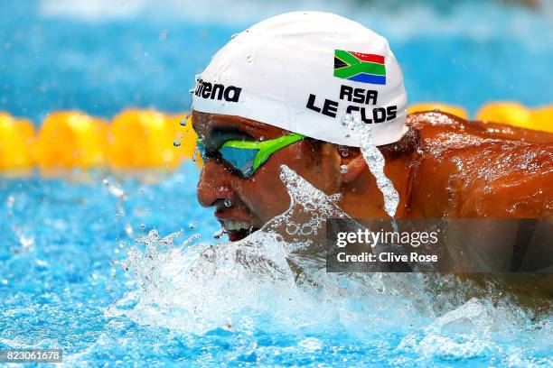 Chad Le Clos of South Africa competes during the Men's 200m Butterfly final on day thirteen of the Budapest 2017 FINA World Championships on July 26,...