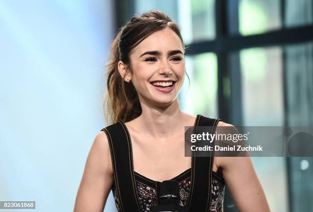 Lily Collins attends the Build Series to discuss the Amazon new series 'The Last Tycoon' at Build Studio on July 26, 2017 in New York City.