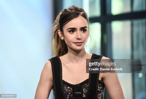 Lily Collins attends the Build Series to discuss the Amazon new series 'The Last Tycoon' at Build Studio on July 26, 2017 in New York City.