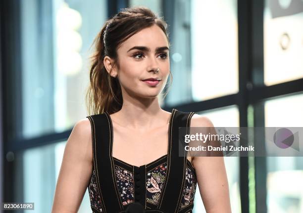 Lily Collins attends the Build Series to discuss the Amazon new series 'The Last Tycoon' at Build Studio on July 26, 2017 in New York City.