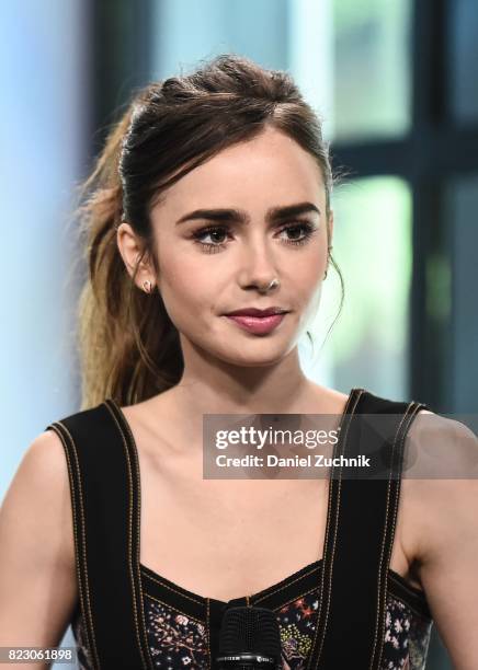 Lily Collins attends the Build Series to discuss the Amazon new series 'The Last Tycoon' at Build Studio on July 26, 2017 in New York City.