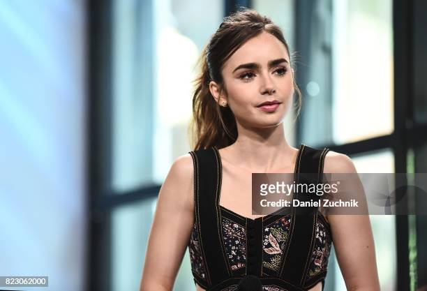 Lily Collins attends the Build Series to discuss the Amazon new series 'The Last Tycoon' at Build Studio on July 26, 2017 in New York City.