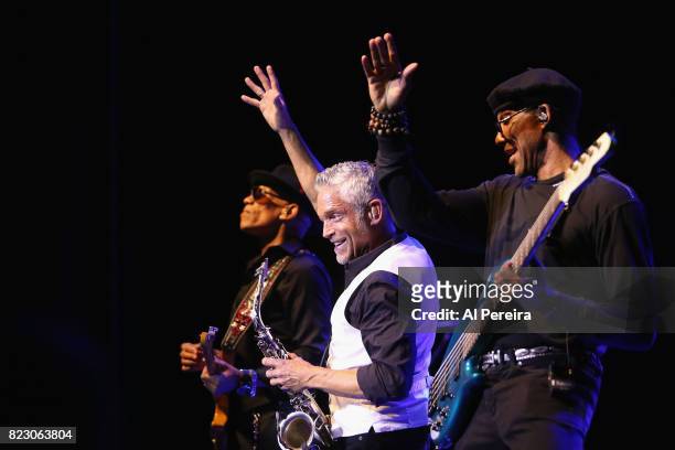 Randy Jacobs; Dave Koz and Bill Sharpe performs during the "Dave Koz and Larry Graham: Side By Side Summer 2017" Tour at Mayo Performing Arts Center...