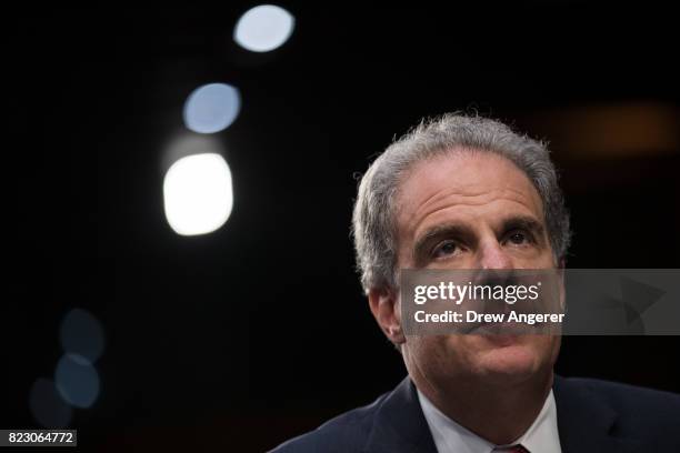 Michael Horowitz, Inspector General of the U.S. Department of Justice, testifies during a Senate Judiciary Committee hearing titled 'Oversight of the...