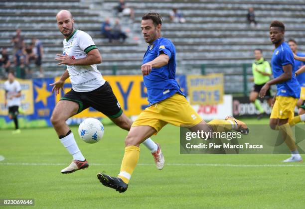 Emanuele Calaio of Parma Calcio in action during the pre-season friendly match between Parma Calcio and Settaurense on July 26, 2017 in Pinzolo near...