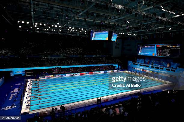 General view during the Women's 200m Freestyle final on day thirteen of the Budapest 2017 FINA World Championships on July 26, 2017 in Budapest,...