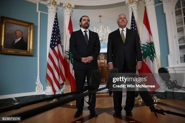 Secretary of State Rex Tillerson meets with Lebanese Prime Minister Saad Hariri at the State Department July 26, 2017 in Washington, DC. Tillerson...