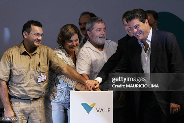 Brazil's President Luiz Inacio Lula da Silva , Para state's governor Ana Julia Carepa , Brazil's mining company Vale president Roger Agnelli and an...