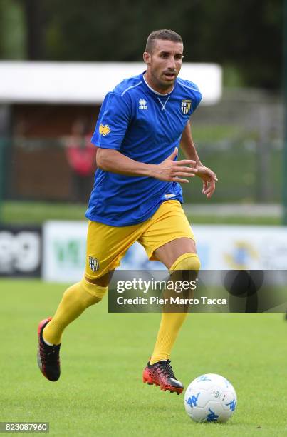 Antonio Barilla of Parma Calcio in action during the pre-season friendly match between Parma Calcio and Settaurense on July 26, 2017 in Pinzolo near...