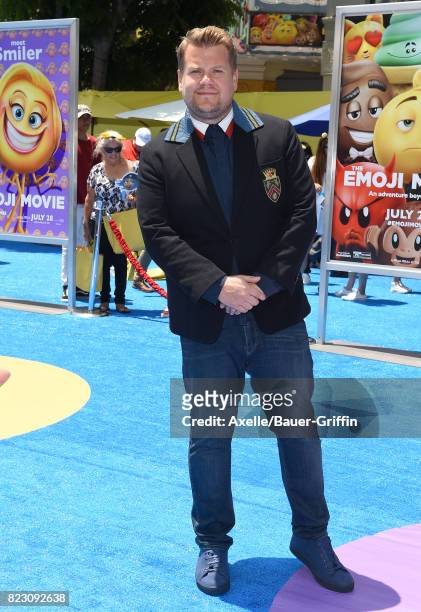 Host James Corden arrives at the premiere of 'The Emoji Movie' at Regency Village Theatre on July 23, 2017 in Westwood, California.