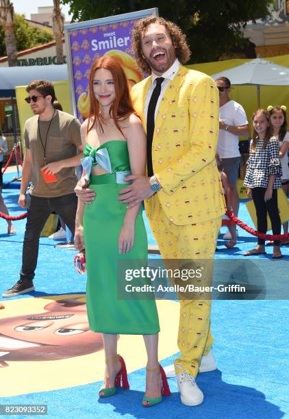 Actor T.J. Miller and wife Kate Gorney arrive at the premiere of 'The Emoji Movie' at Regency Village Theatre on July 23, 2017 in Westwood,...