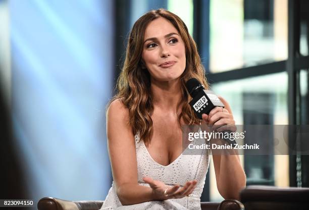 Minka Kelly attends the Build Series to discuss her new clothing line FashionABLE at Build Studio on July 26, 2017 in New York City.