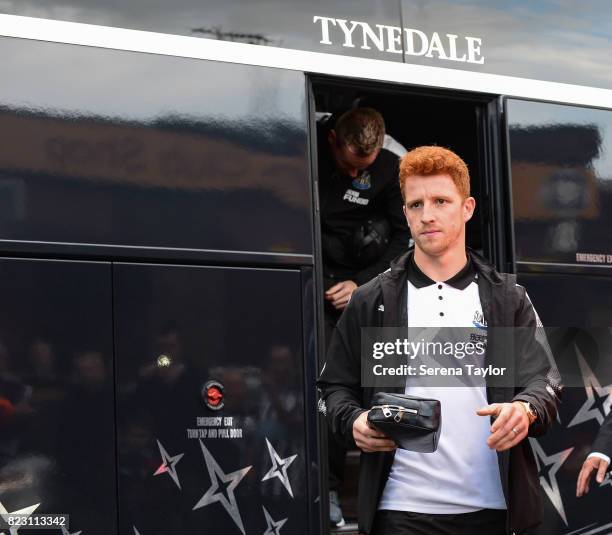 Jack Colback of Newcastle United arrives for the Pre Season Friendly between Bradford City and Newcastle United at the Northern Commercials Stadium...