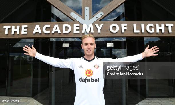 New Sunderland signing Jason Steele is unveiled at the Academy of Light on July 26, 2017 in Sunderland, England.