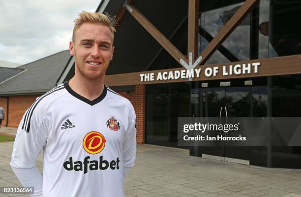 New Sunderland signing Jason Steele is unveiled at the Academy of Light on July 26, 2017 in Sunderland, England.