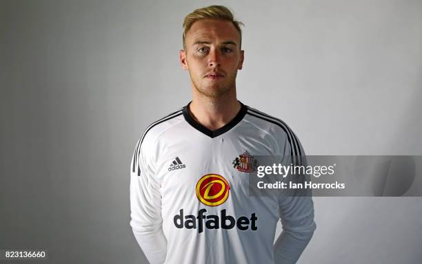 New Sunderland signing Jason Steele is unveiled at the Academy of Light on July 26, 2017 in Sunderland, England.