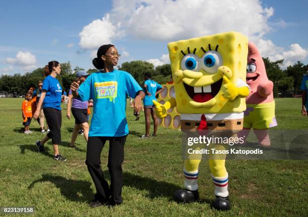 SpongeBob takes part in the Worldwide Day of Play on July 26, 2017 in Washington, DC.