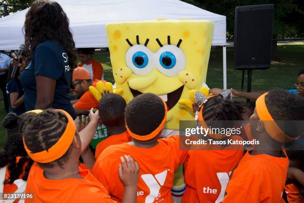 SpongeBob takes part in the Worldwide Day of Play on July 26, 2017 in Washington, DC.