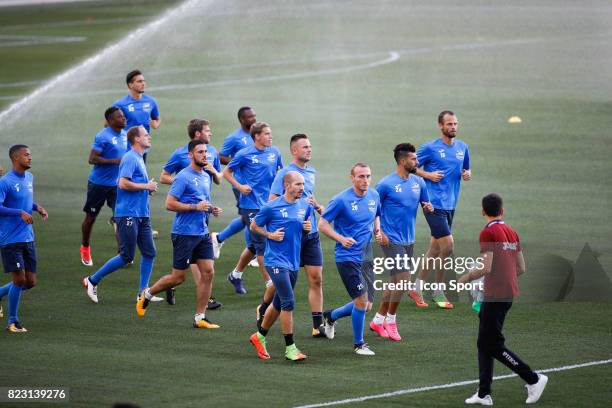 Team KV Ostende during the training session before the UEFA Europa League qualifying match between Marseille and Ostende at Stade Velodrome on July...