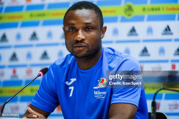 Sebastien Siani of KV Ostende during the training session before the UEFA Europa League qualifying match between Marseille and Ostende at Stade...