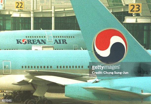 Group of Korean Air airliners rest at the newly opened Incheon International Airport, 32 miles west of Seoul, South Korea, April 6, 2001. South Korea...