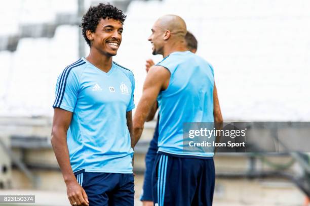 Luiz Gustavo of Marseille during the training session before the UEFA Europa League qualifying match between Marseille and Ostende at Stade Velodrome...