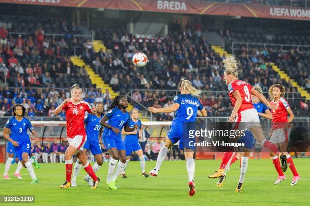 Ana-Maria Crnogorcevic of Switzerland women scores during the UEFA WEURO 2017 Group C group stage match between Switzerland and France at the Rat...