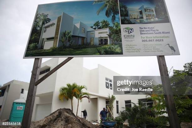 New home is constructed on July 26, 2017 in Miami, Florida. The Commerce Department announced that new single-family home sales increased for a...